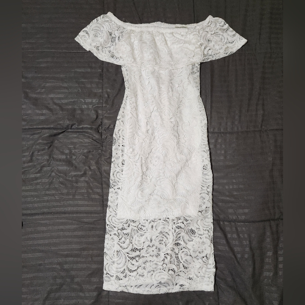 White Lace Off the Shoulder Dress